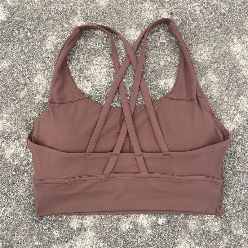 Solid Color Fitness sport Bra Women Cross soft high strength Tight Top Comprehensive Training Gym Yoga Underwear With Chest Pad
