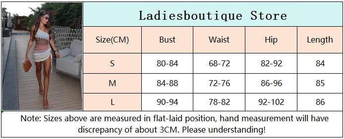 Irregular Printed Knitted Mini Dress For Women Chic Backless Slanted Shoulder Slim Fit Dresses 2025 Summer Holiday Beach Robes
