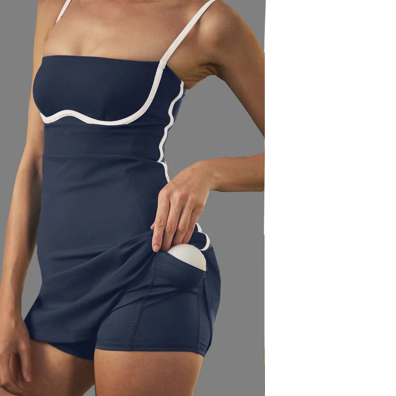 Golf Tennis Dress with Pad Sports Set Yoga for Women Workout Pickleball Clothing Badminton Skorts Activewear
