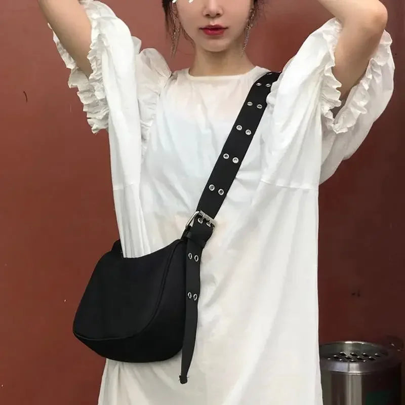 Women Armpit Bag New Nylon Bucket Fashion Solid Zipper SOFT Shoulder Bag Purses and Handbags Luxury Designer Black Tote Bag