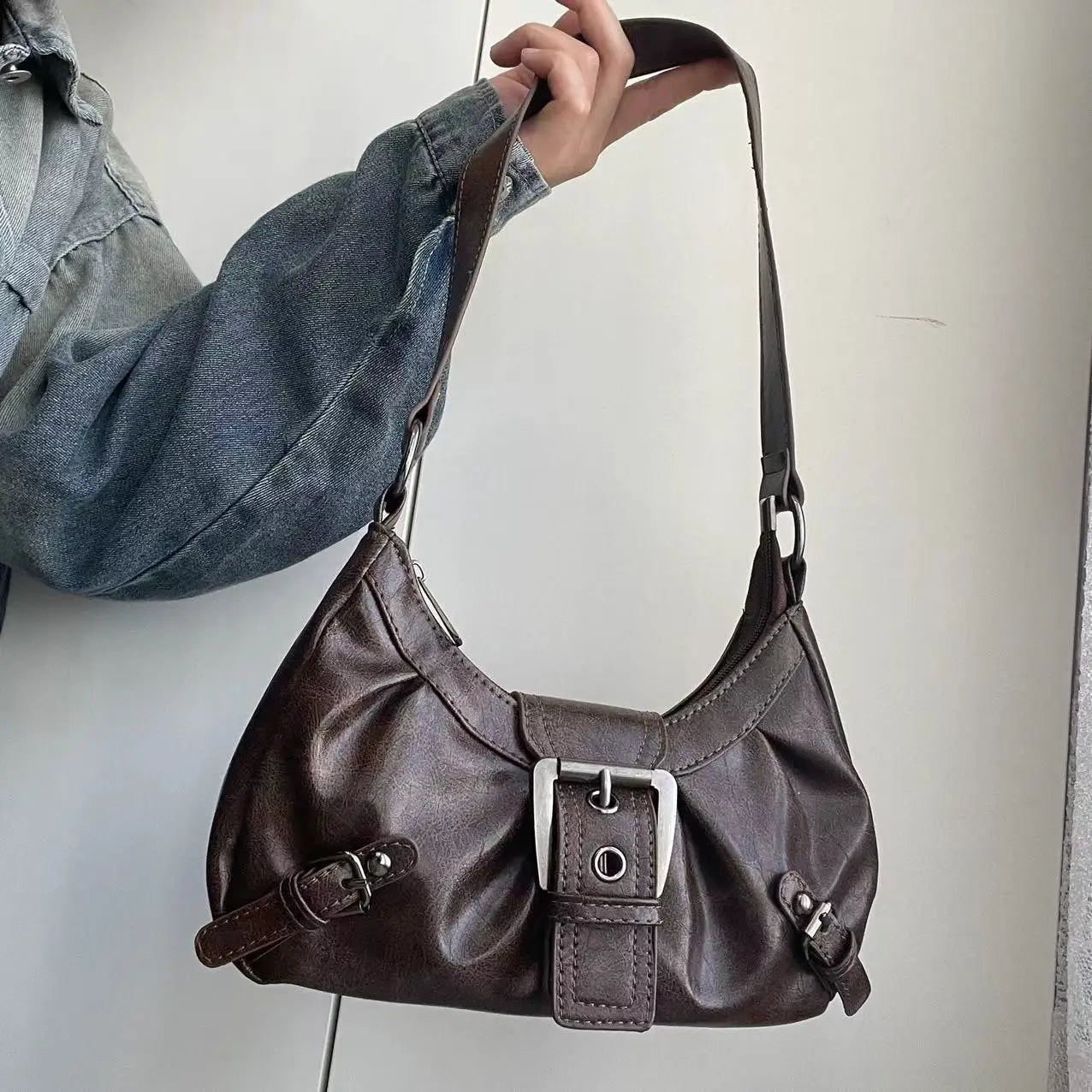 2025 Spring Hot Selling Maillard Style Retro Style Small Bag Spicy Girl Y2K Wasteland Style Vintage Leather Shoulder Armpit Bag