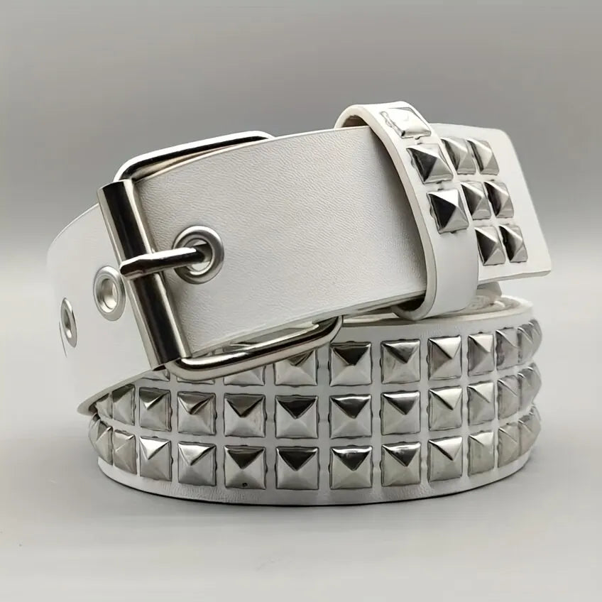 Fashion New Square Bead Rivet Belt Metal Pyramid Belt Men and Women Punk Hardware Jeans Belt Y2K Belt Designer Belt Women's Belt