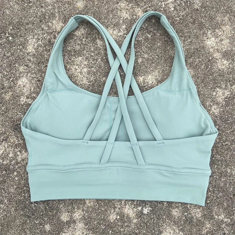 Solid Color Fitness sport Bra Women Cross soft high strength Tight Top Comprehensive Training Gym Yoga Underwear With Chest Pad