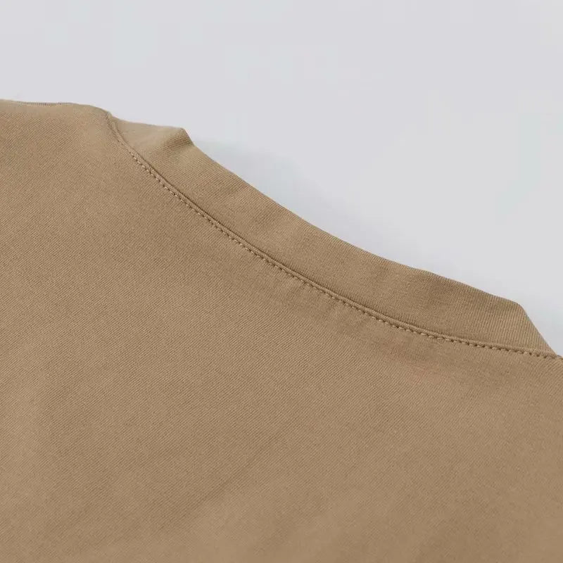 U-Neck Crop Top Solid Color Women Casual High Waist T Shirt Basic Sexy Streetwear Short Sleeve Slimming Tops