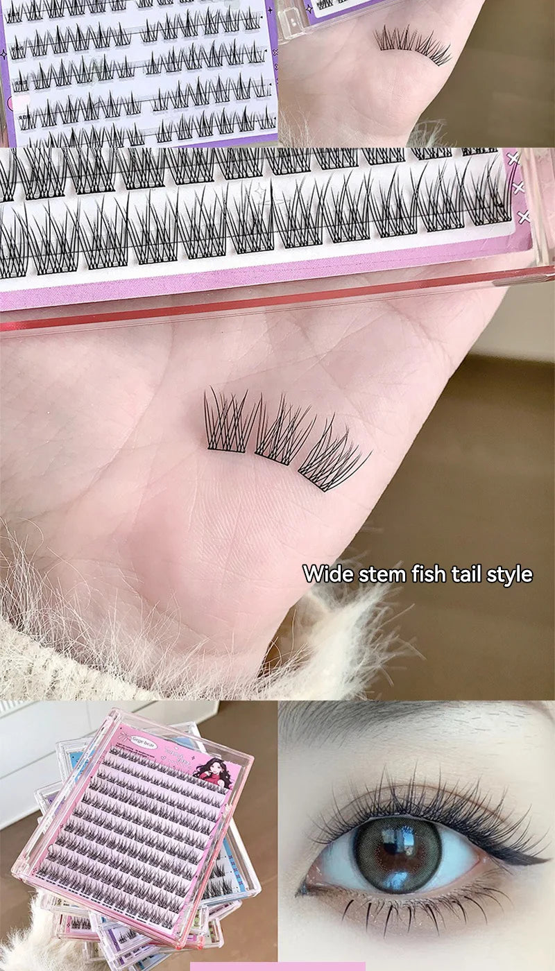 Gege Bear No-Glue False Eyelashes - Easy 3-Step Application, Natural Look, Perfect for Beginners with Sunflower Desig