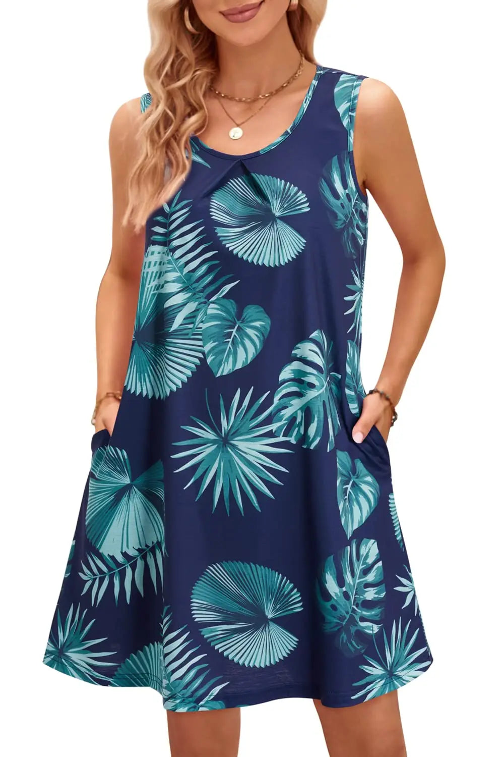 Bohemian Print New Casual Sleeveless Long Women's Round Neck Dress Retro Dress Sweetheart Rustic Country Sleeveless Dress