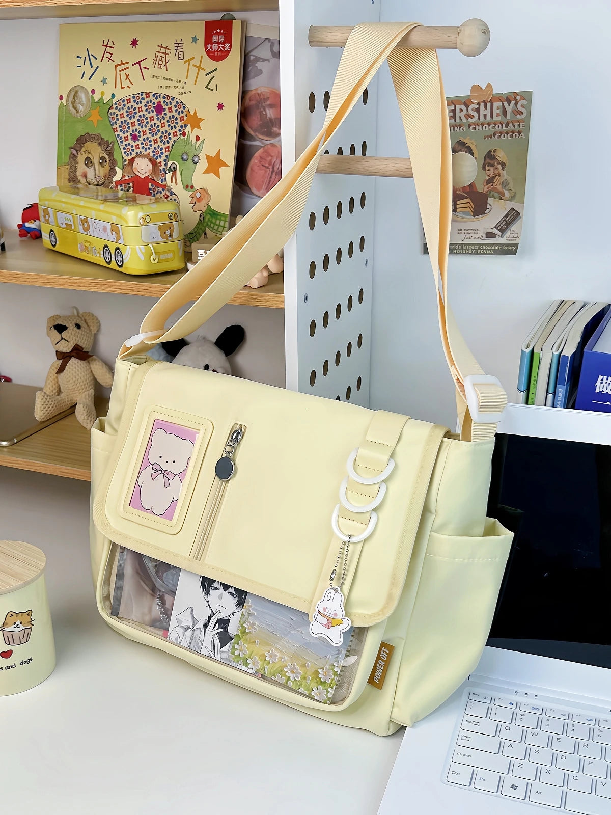 Y2K Japanese Harajuku School Bags for Teenage Girls New 2024 Transparent Itabag Crossbody Bag DIY Badges Display Plate Ita Bag