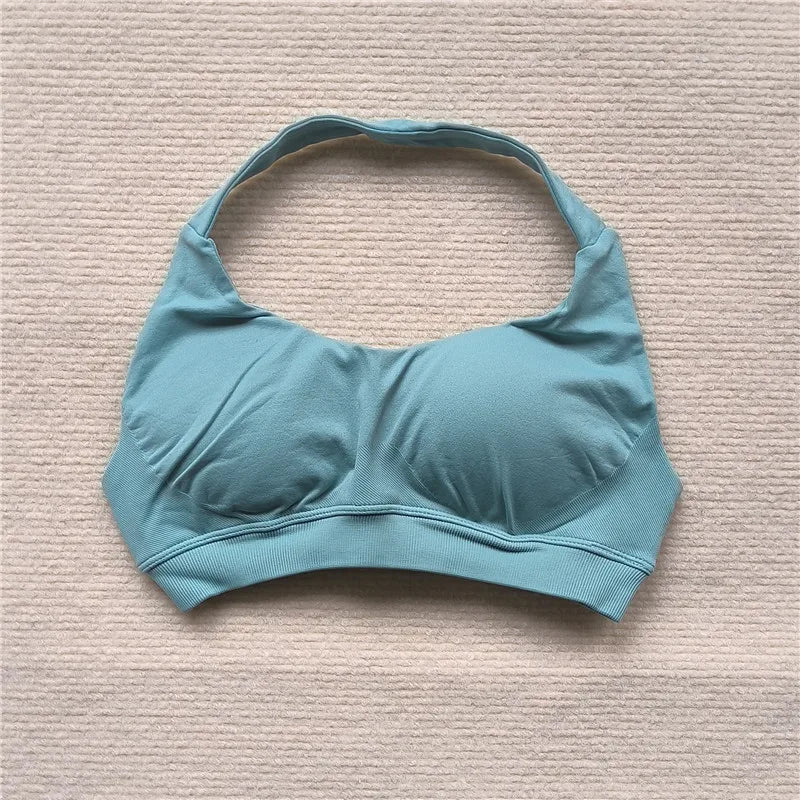 HBC Women's Sports Bra High Elastic Halter Top Push-up Fitness Workout Underwear Seamless Gym Tops Yoga Bra