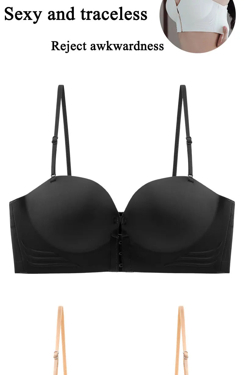 FINETOO Front Closure Sexy Push Up Bra Women Invisible Bras Underwear Lingerie For Female Brassiere Strapless Seamless Bralette