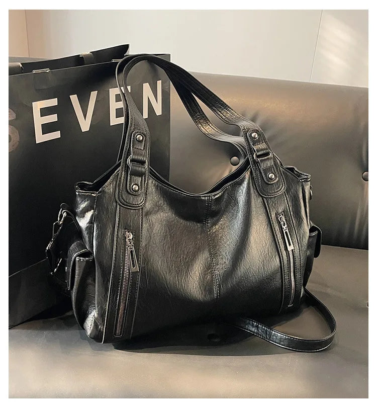 Soft Interior Compartment Shoulder Bags 2025 High Quality Contrasting Colors Bags for Women Fashion Zipper Pu Women's Handbags