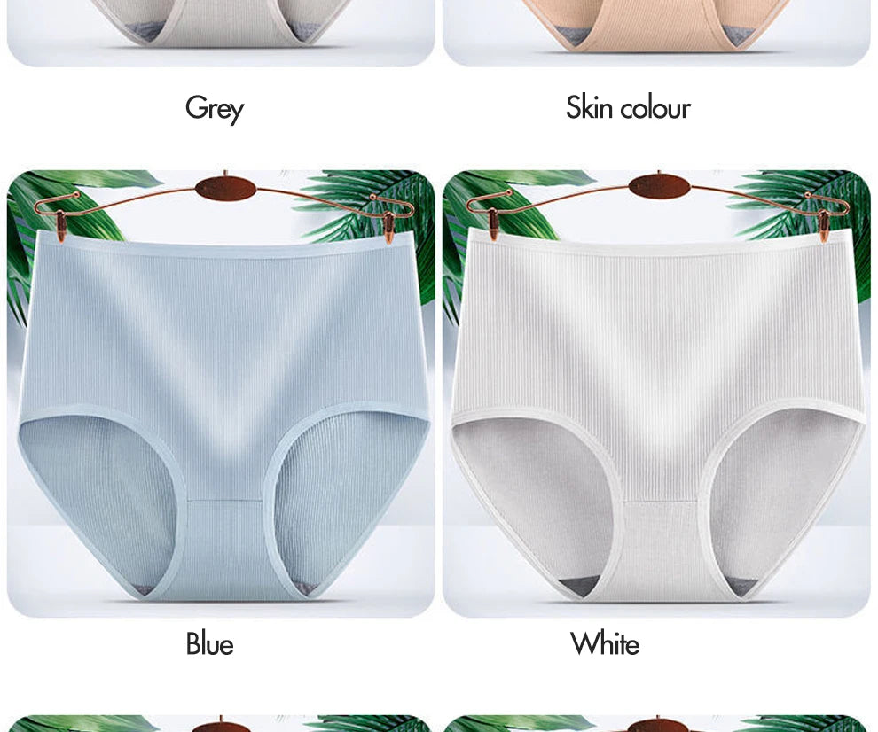 8pcs Women Panties Girl Plus Size Underwear High Waist Briefs Breathable Solid Color Soft Female Lingerie
