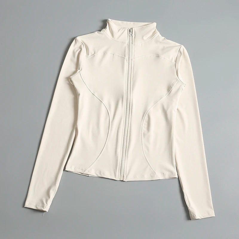 Gym Fitness Zip up Training Running Workout Yoga Cropped Track Sport Jackets for Women