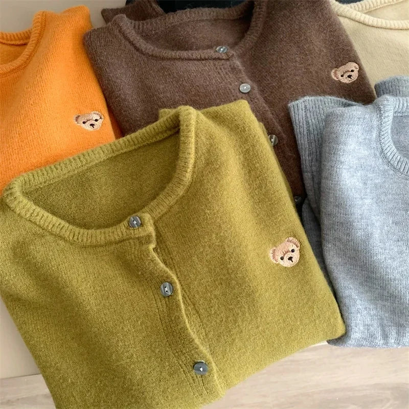 Yaminiya Autumn 2024 O-Neck Knit Sweater Sweet Cartoon Embroidery Casual Tops Japanese Fashion Single Breasted Cardigan Harajuku