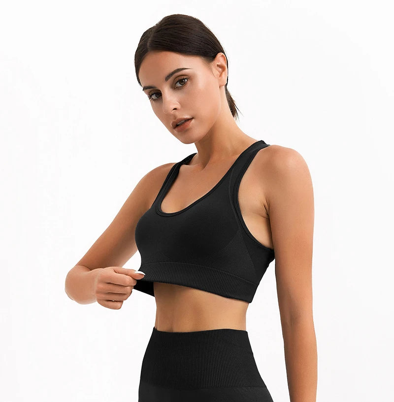 WAREBALL Tank Top Women Female Gym Yoga Bra Padded Sports Bra Removable Workout Push Up Crop Top Fitness Bra Athletic Sportswear