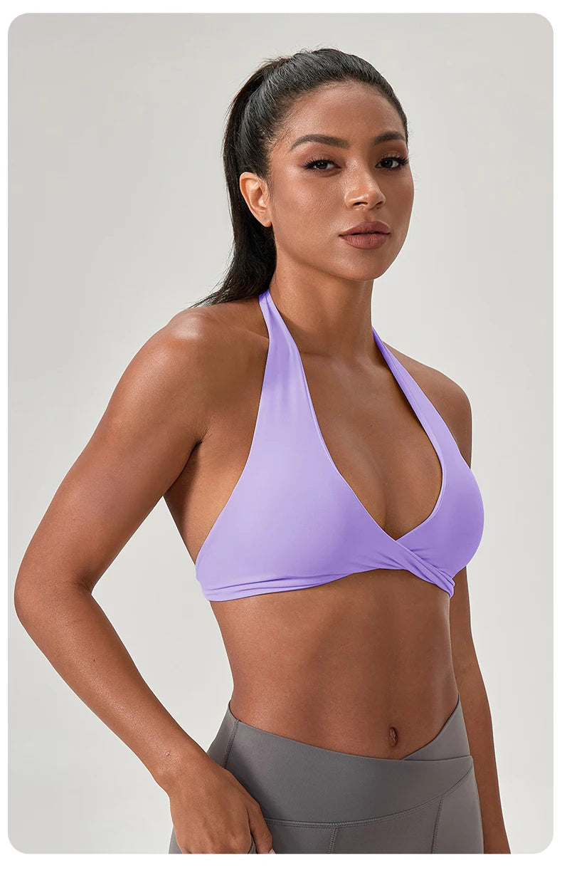 Sports Yoga Bra for Women Halter Neck with Stylish Back Design Sexy Gym Bra for Running Fitness Sports Bras