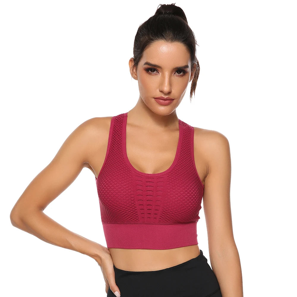 Hot Fitness Women's T-shirts Workout Sports Bra Yoga Vest Backless Solid Quick Dry Running Gym Sport bra Yoga Shirts Tank Top