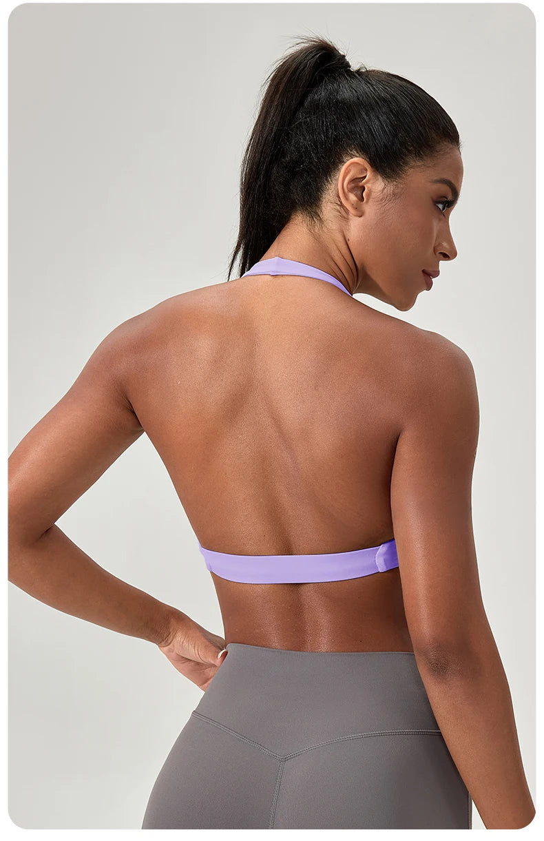 Sports Yoga Bra for Women Halter Neck with Stylish Back Design Sexy Gym Bra for Running Fitness Sports Bras