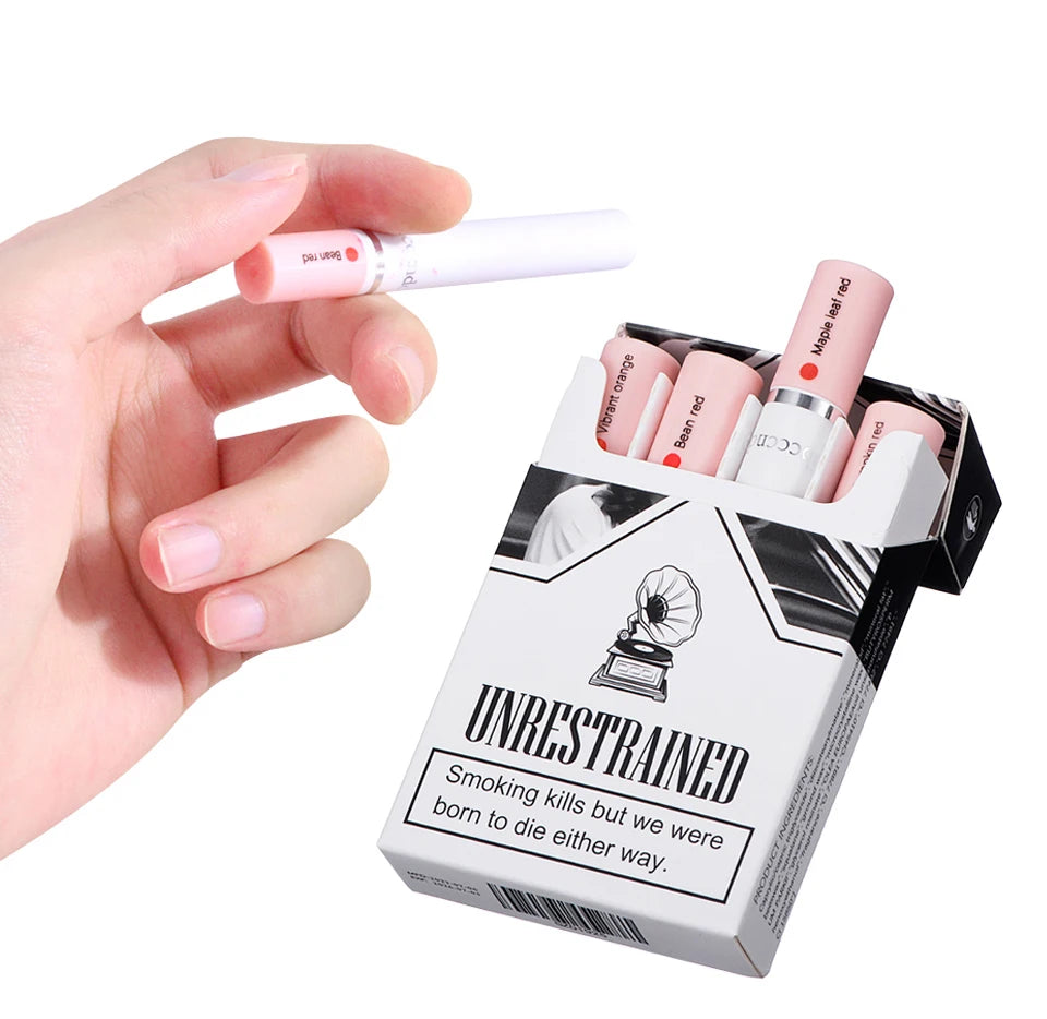 4 pcs/set Cigarette Lipstick Set Long Lasting Lip Glaze Matte Lip Gloss Waterproof Lip Stick Tube Nude Lip Tint Makeup Cosmetics