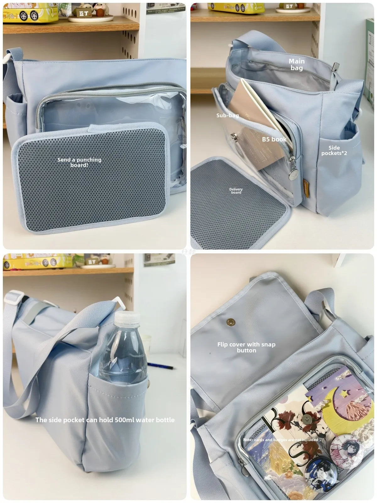 Y2K Japanese Harajuku School Bags for Teenage Girls New 2024 Transparent Itabag Crossbody Bag DIY Badges Display Plate Ita Bag