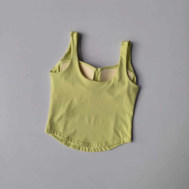 High Strength Back Fitness Tank Top Women's Running Shockproof Sports Bra High Elastic Gathering Nude Yoga Bra for External Wear