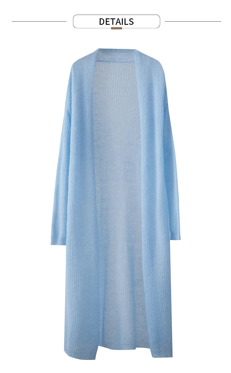 AMII Minimalist Long Sweater Cardigan For Women 2025 Spring New Casual Office Lady Knitted Coats Loose Female Cardigan 12551045