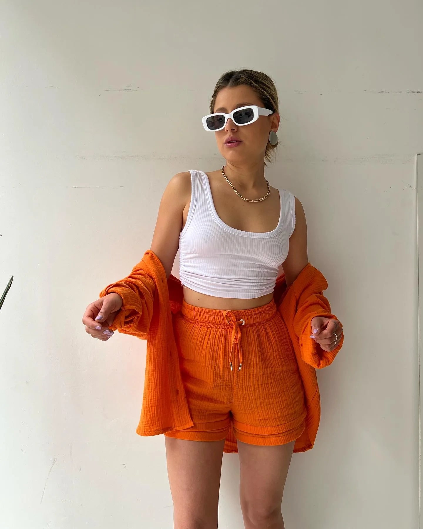 Solid Color Casual Loose Short Pants Sets For Women 2025 Elegant Summer Women's Two Pieces Suit Full Set Female Outfit Clothes