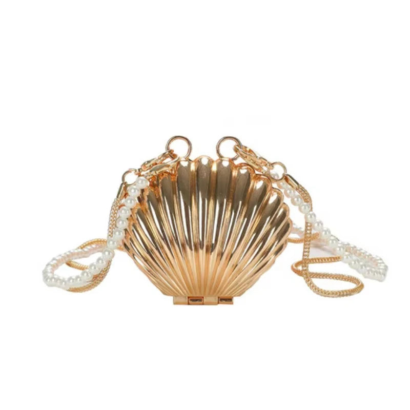 2025 New Summer Lipstick Bags for Women Fashion Pearl Mini Purse Crossbody Bag High Quality Gold Shell Bag Designer Shoulder Bag