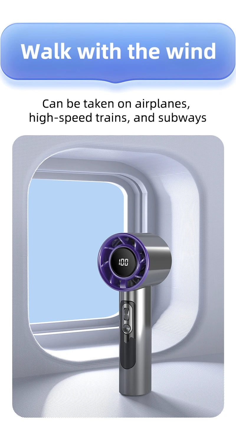 Xiaomi Handheld Portable Fan 100 Wind Speeds Adjustable Usb Charging Mini Outdoor Portable Turbo Long-lasting High Speed Fan