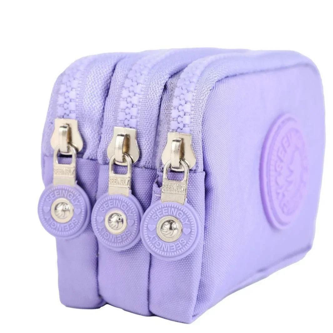 Mini Nylon Coin Purse Key Bag Women Wallets Zipper Waterproof Portable Three Layer Card Holder Female Girl Handbag Headphone Bag