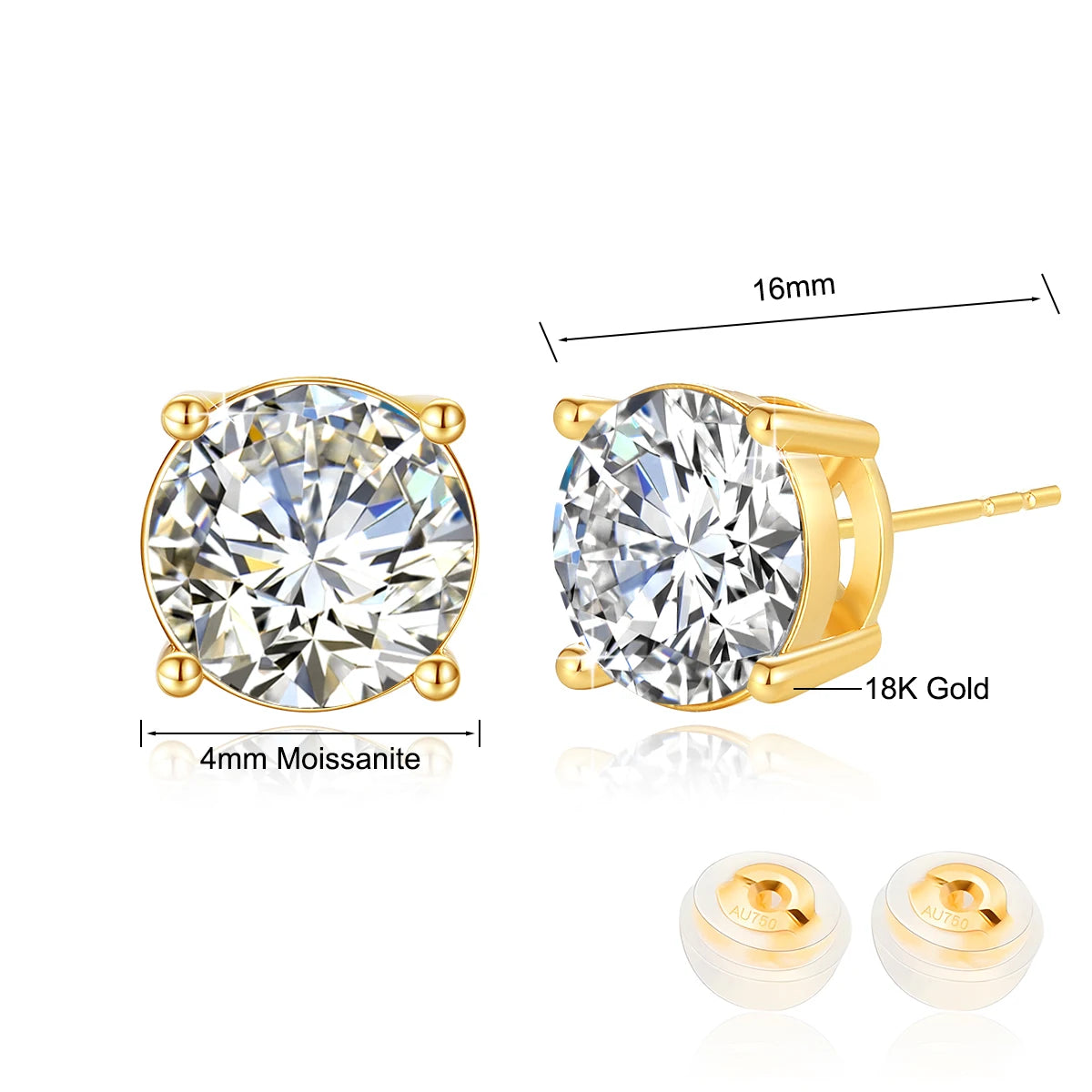 Szjinao 2025 Trending Earrings Moissanite Gold 18k Real Original With Certificate Wedding Luxury Jewelry For Women Wholesale Hot