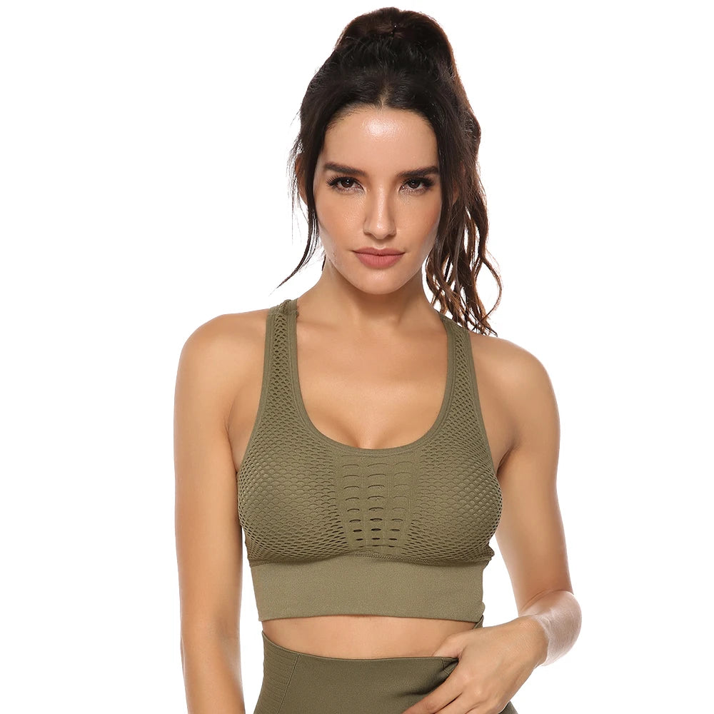 Hot Fitness Women's T-shirts Workout Sports Bra Yoga Vest Backless Solid Quick Dry Running Gym Sport bra Yoga Shirts Tank Top