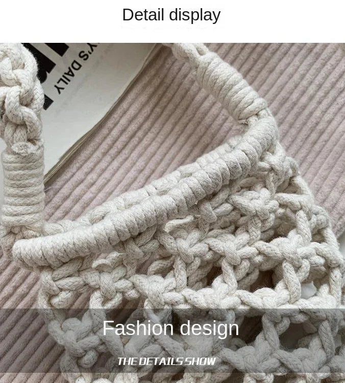 Women Fashion Small Crossbody Phone Bag Solid Color Hollow-out Woven Crochet Lightweight Braided Shoulder Handbag Crossbody Bags