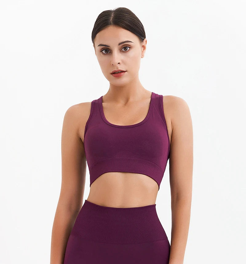 WAREBALL Tank Top Women Female Gym Yoga Bra Padded Sports Bra Removable Workout Push Up Crop Top Fitness Bra Athletic Sportswear