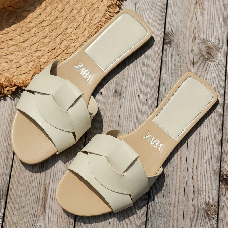 Luxury Designer Women Sandals 2025 New Woven with Comfortable Women's Sandals Casual Bottom Summer Flat Woman Slippers