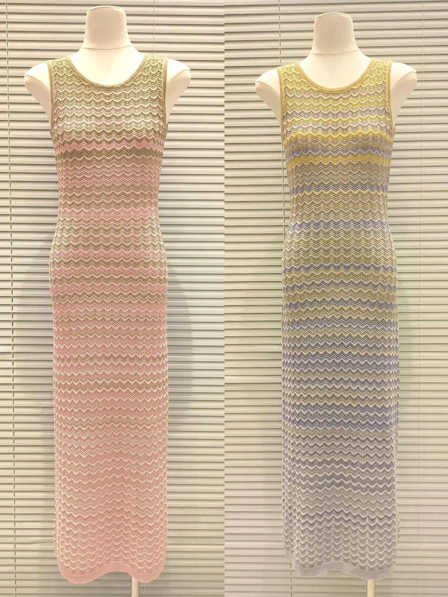 CHUJIE Women's Dress 2025 Spring/Summer New Design Gradually Changes Color, Fashion Elegant Slim Fit Round Neck Sleeveless Dress