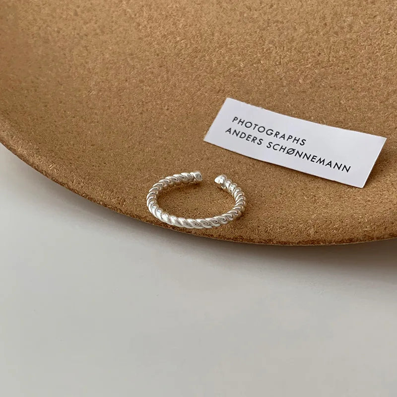 BF CLUB 925 Sterling Silver Ring For Women Jewelry Narrow Finger Open Vintage Handmade Ring Allergy For Party Birthday Gift