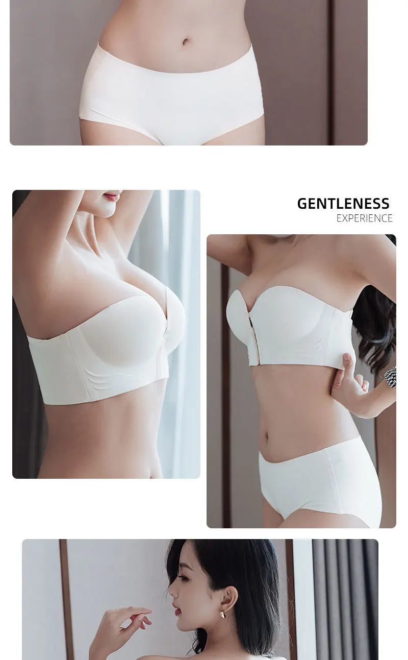 FINETOO Front Closure Sexy Push Up Bra Women Invisible Bras Underwear Lingerie For Female Brassiere Strapless Seamless Bralette