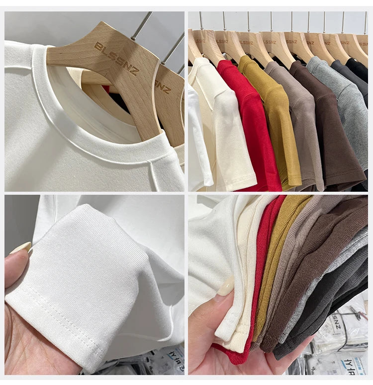 AOSSVIAO 2025 Summer white T-shirt Cotton female short-sleeved student versatile loose half-sleeve t-shirt Harajuku top trend