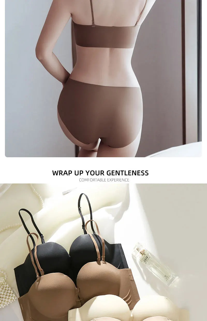 FINETOO Front Closure Sexy Push Up Bra Women Invisible Bras Underwear Lingerie For Female Brassiere Strapless Seamless Bralette