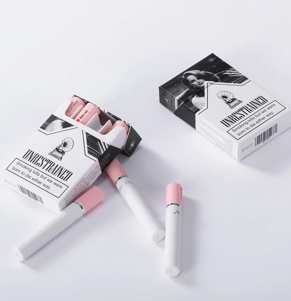 4 pcs/set Cigarette Lipstick Set Long Lasting Lip Glaze Matte Lip Gloss Waterproof Lip Stick Tube Nude Lip Tint Makeup Cosmetics