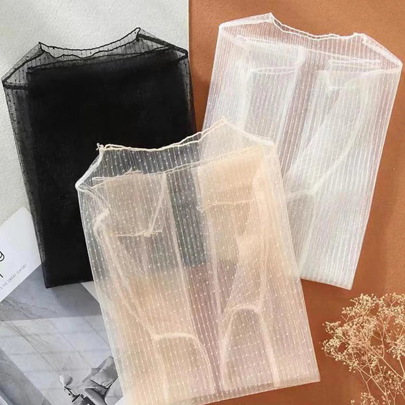 Sexy Women Mesh T-Shirts See-Through Perspective Tshirt Sunscreen Tops Long Sleeve Bottoming Shirts Club Party Black Tee Shirts