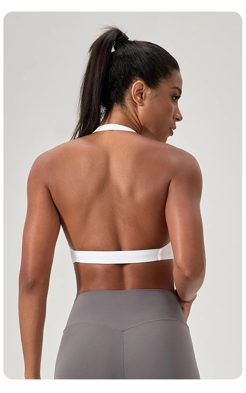 Sports Yoga Bra for Women Halter Neck with Stylish Back Design Sexy Gym Bra for Running Fitness Sports Bras