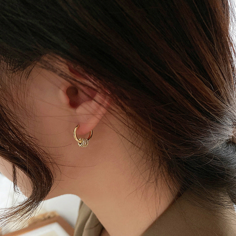 Trendy Gold Plated Geometric Gear Shape Circle Hoop Earrings for Women Girl Fashion Zircon Jewelry Buckle Type