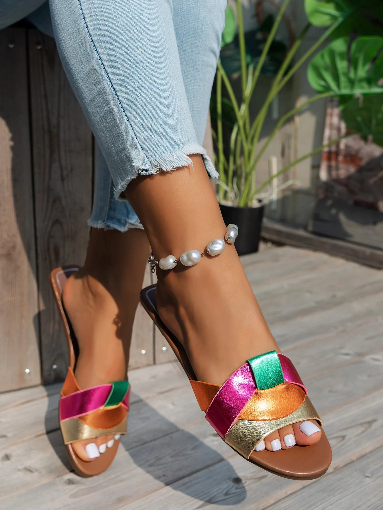 Luxury Designer Women Sandals 2025 New Woven with Comfortable Women's Sandals Casual Bottom Summer Flat Woman Slippers