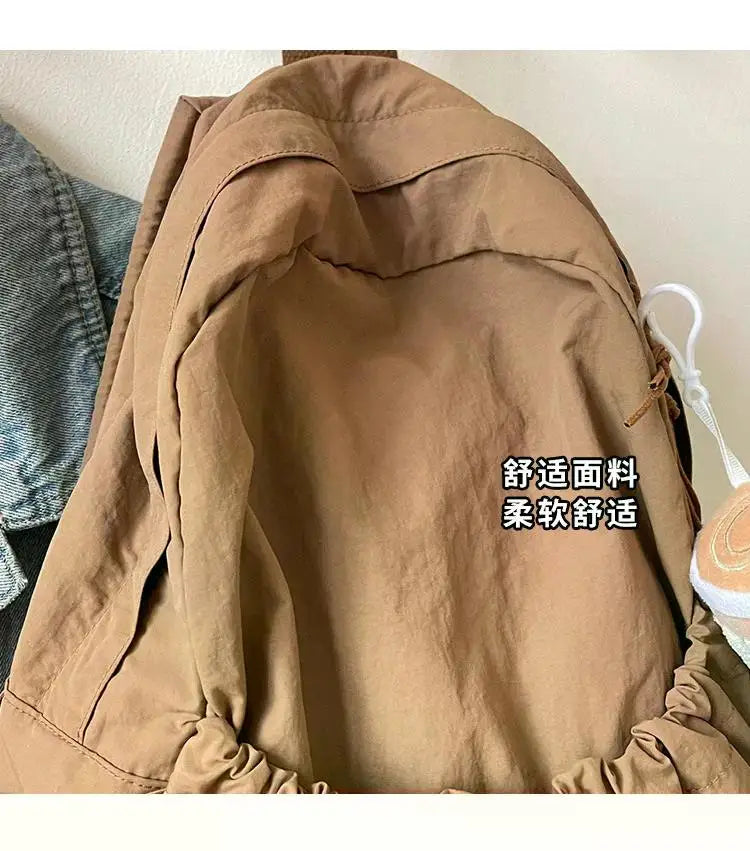 Casual Backpack Women Large Capacity Fashion Junior High School Student Pleat Schoolbag Cloth Bag Korean Travel Backpack
