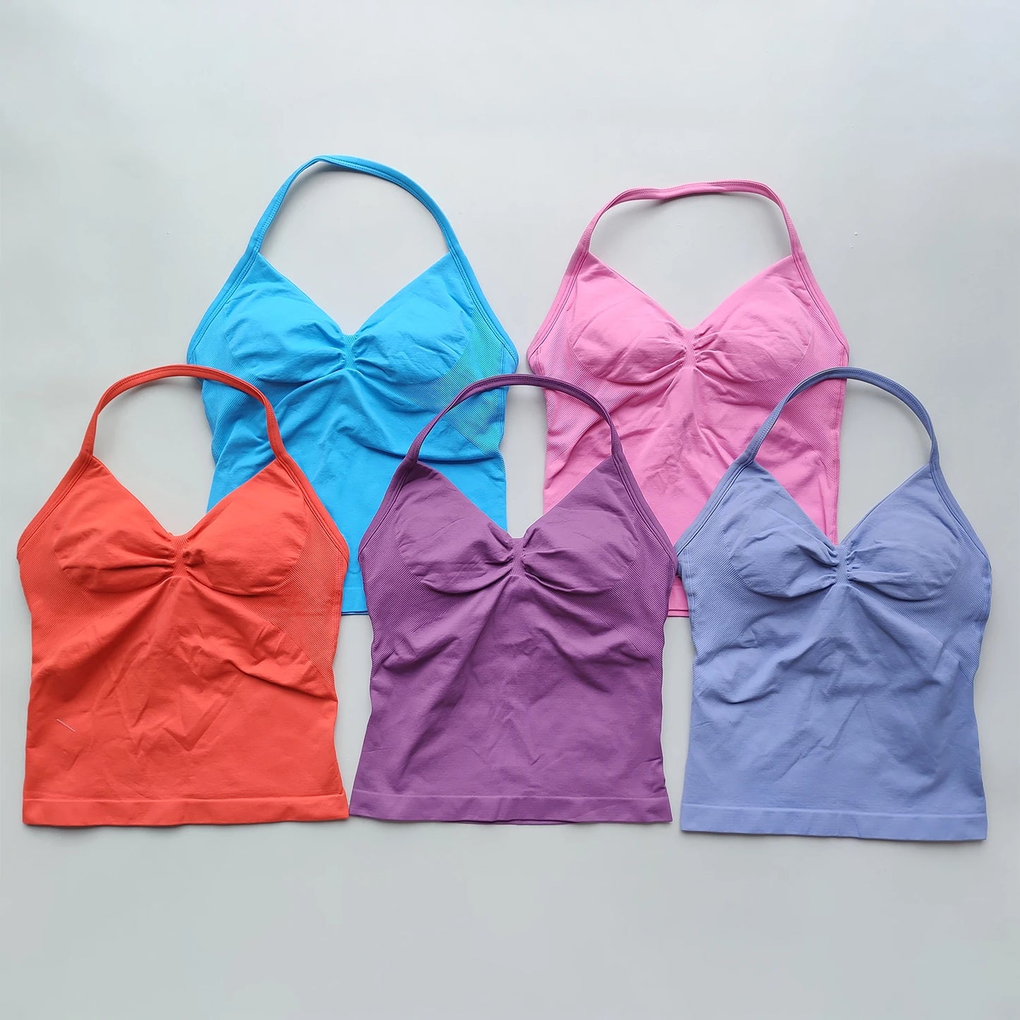 ARFTE Longline Strappy Gym Top Backless Gym Clothes Women Scrunch Built-in Bra With Removable Cups Yoga Tank Tops