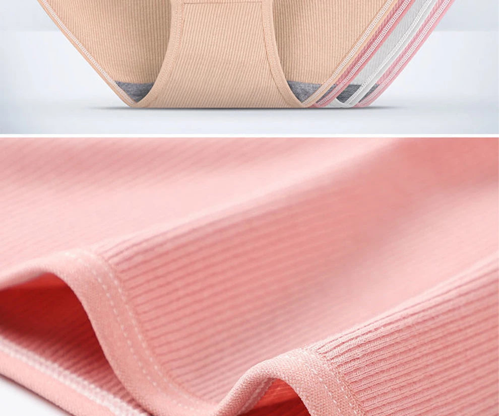 8pcs Women Panties Girl Plus Size Underwear High Waist Briefs Breathable Solid Color Soft Female Lingerie
