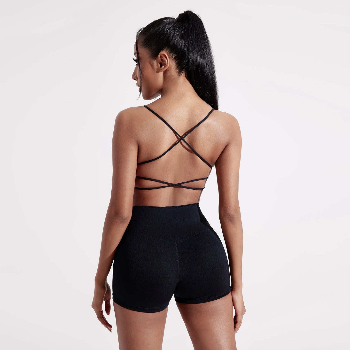 Solid Color Gym Yoga Underwear Women Cross Back Straps Fitness Bra High Strength Tight Sport Top Comprehensive With Chest Pad