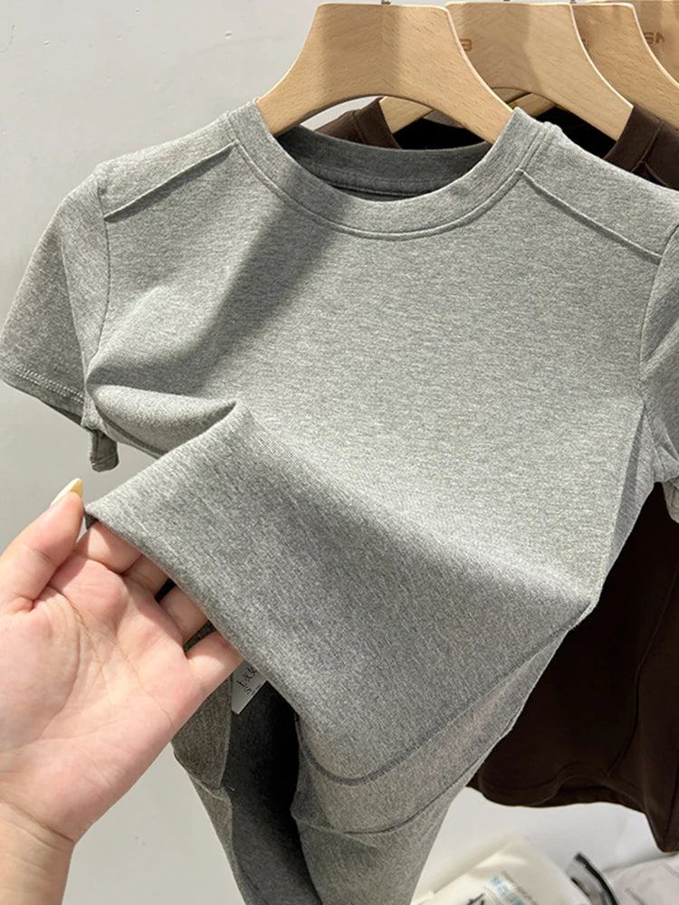 AOSSVIAO 2025 Summer white T-shirt Cotton female short-sleeved student versatile loose half-sleeve t-shirt Harajuku top trend