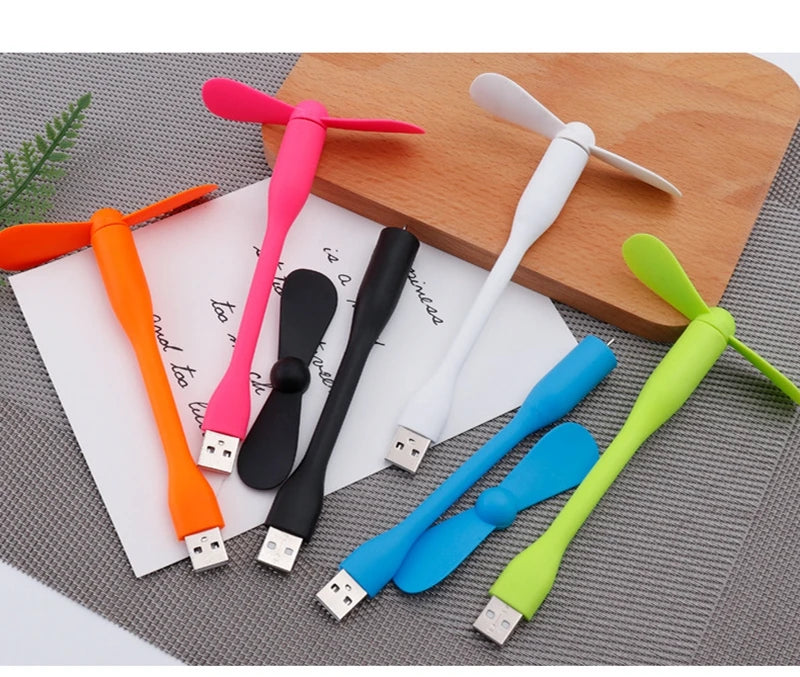 Mini USB Fan Flexible Bendable Fan For Power Bank Laptop PC AC Charger Portable Hand Cooling Fan For Computer Summer Gadget
